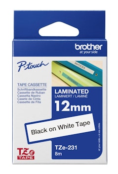 Brother Tape Black on White 12mm