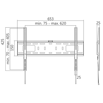 TV veggfeste, 37-70", fixed, max. 50kg