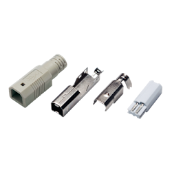 USB 2.0 kontakt for selvmontering, B/M, loddetype, grå