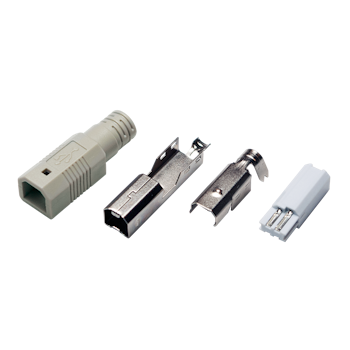 USB 2.0 kontakt for selvmontering, B/M, loddetype, grå
