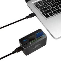 USB 3.0 Hub med alt-i-ett kortleser – Svart