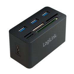 USB 3.0 Hub med alt-i-ett kortleser – Svart