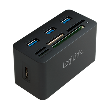 USB 3.0 Hub med alt-i-ett kortleser – Svart