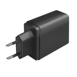 4-Port USB Hurtiglader, 1x USB-C, 3x USB-A, 27 W, Svart