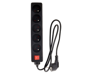 Grenuttak med 5 uttak 1meter ledning 16A med bryter