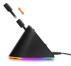 Gaming museledningsholder / mouse bungee | RGB lys | Sort