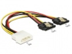 Strømkabel | 1x Molex 4pin til 2x SATA 15pin | Hann-Hunn (M-F) | 20cm