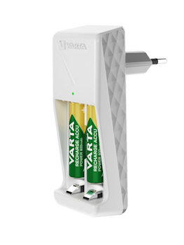 Mini batterilader for AA/AAA | 800MAH | 2x AAA-batterier inkludert