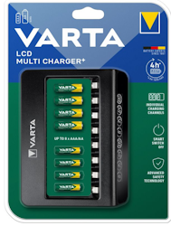 LCD Multi-batterlilader til x8 AAA/AA