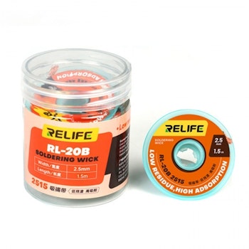 RELIFE RL-20B Loddelisse (Desoldering Wick) 2.5 mm 1.5 m | 5 stk