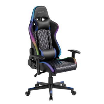 Gamingstol med hode- og korsryggstøtte, RGB-belysning, opptil 150 kg