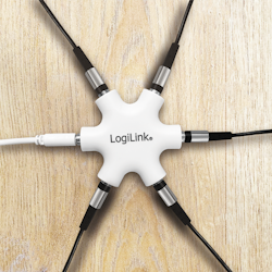 Lydadapter, 3.5 mm 3-Pin (F) til 5x 3.5 mm 3-Pin (F) | Hvit