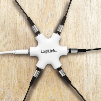 Lydadapter, 3.5 mm 3-Pin (F) til 5x 3.5 mm 3-Pin (F) | Hvit