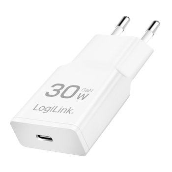 USB-C vegglader 30 W, GaN-teknologi, 1x USB-C (PD) | Hvit