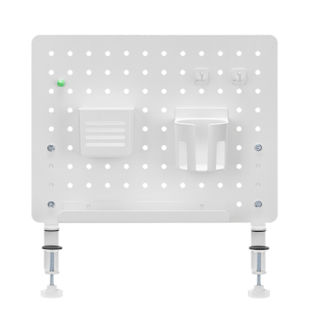 Pegboard-organisator med klemmefeste, 42 x 9,9 x 47,7 cm, hvit