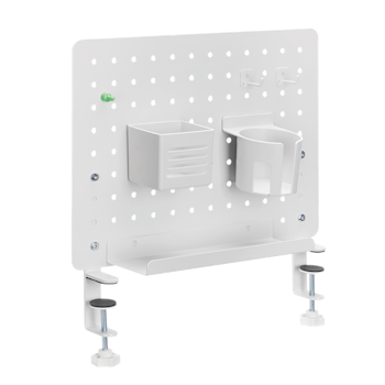 Pegboard-organisator med klemmefeste, 42 x 9,9 x 47,7 cm, hvit