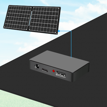 Sammenleggbart solcellepanel med powerbank-modul 30 W, IP65, USB-A, USB-C, DC5521