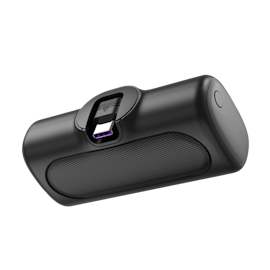 Kompakt powerbank 5 000 mAh, 2x USB-C, hurtiglading, svart