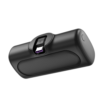 Kompakt powerbank 5 000 mAh, 2x USB-C, hurtiglading, svart