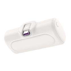 Kompakt powerbank 5 000 mAh, 2x USB-C, hurtiglading, hvit