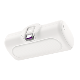Kompakt powerbank 5 000 mAh, 2x USB-C, hurtiglading, hvit