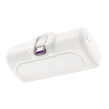 Kompakt powerbank 5 000 mAh, 2x USB-C, hurtiglading, hvit