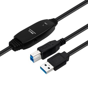 Aktiv USB 3.2 gen 1, A (M) - B (M),  7m, Sort