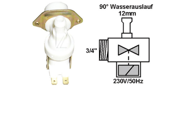 1-VEIS MAGNETVENTIL, 90° 12MM-UTLØP