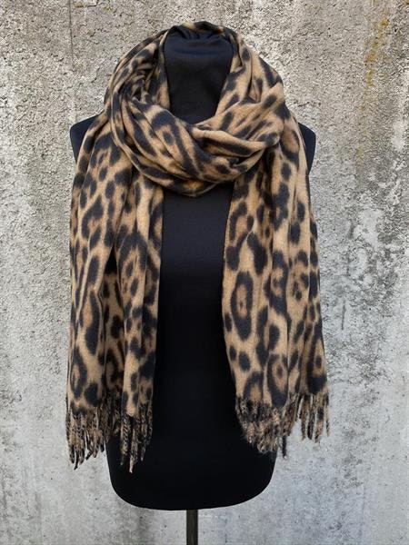 MARIE Halsduk i leoprint, beige