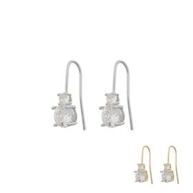 Audry Short Stone Earring Silver/ Gold