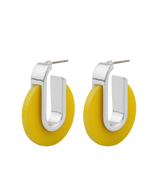 Gray Oval Earring Silver/yellow