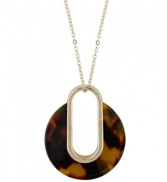 Gray Pendant Necklace 80 gold/brown