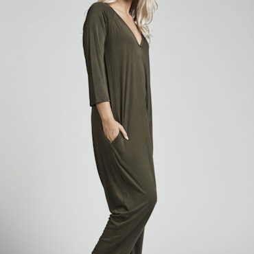 Jumpsuit med 3/4 ärm Dark green