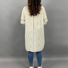 Mönstrad långskjorta i viscose, beige