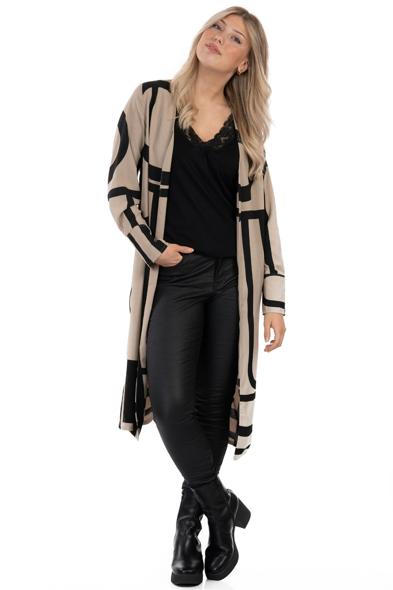 Couture Long Jacket - Café Latte/Svart