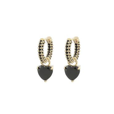 Sanne Ring Heart Pendant Ear Gold/Black