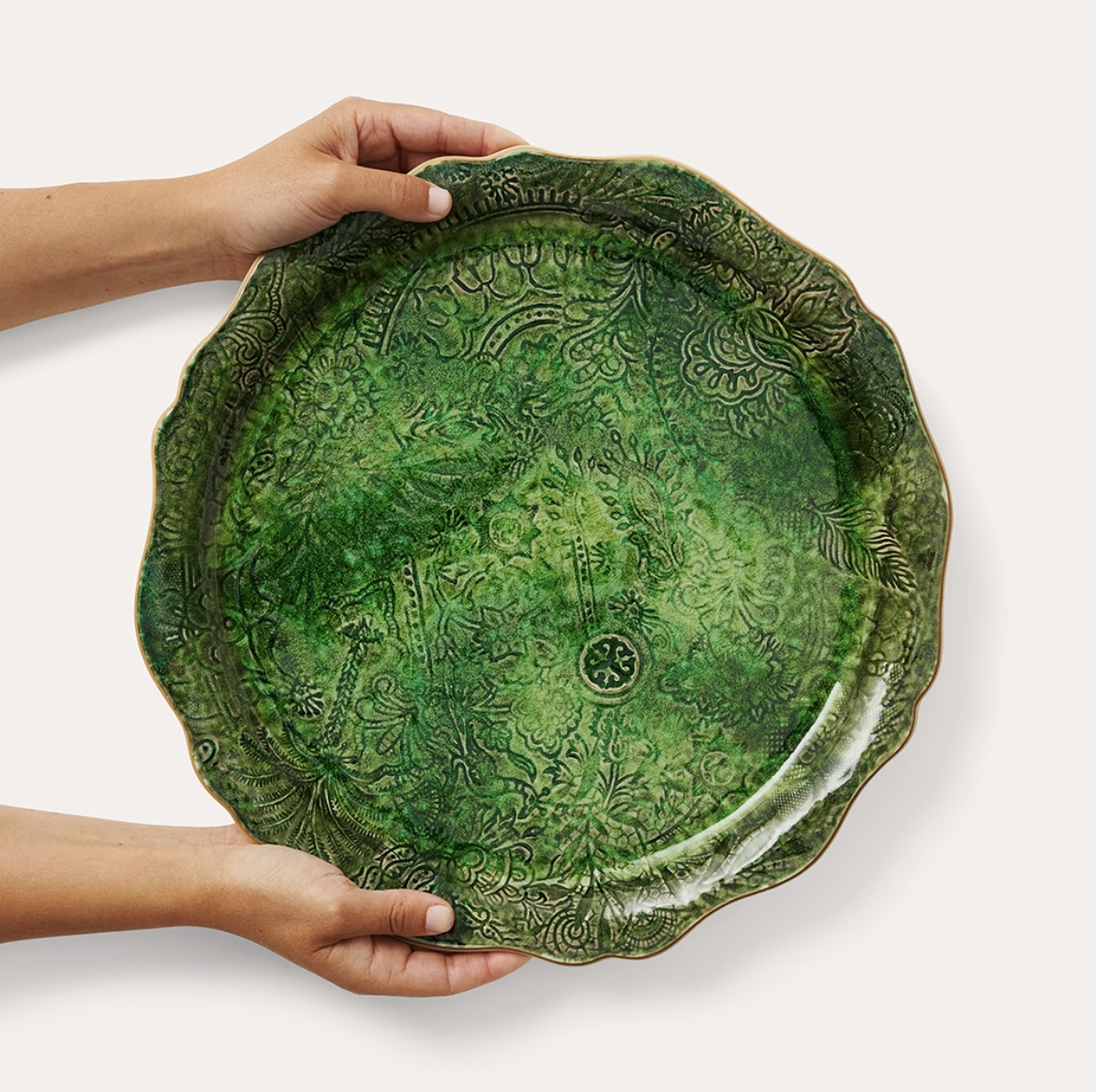 ROUND SERVING PLATE/PIZZA PLATE, SEAWEED