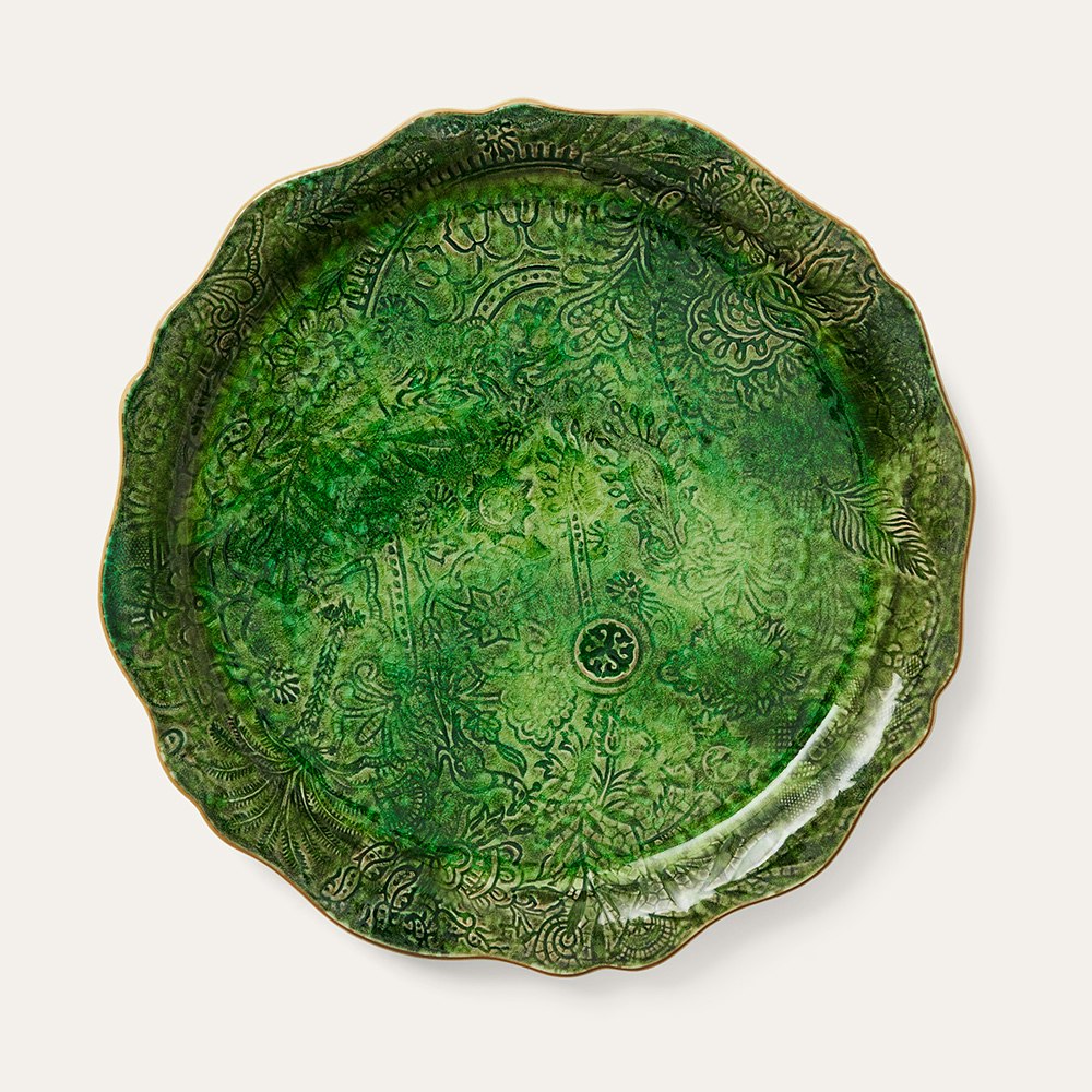 ROUND SERVING PLATE/PIZZA PLATE, SEAWEED