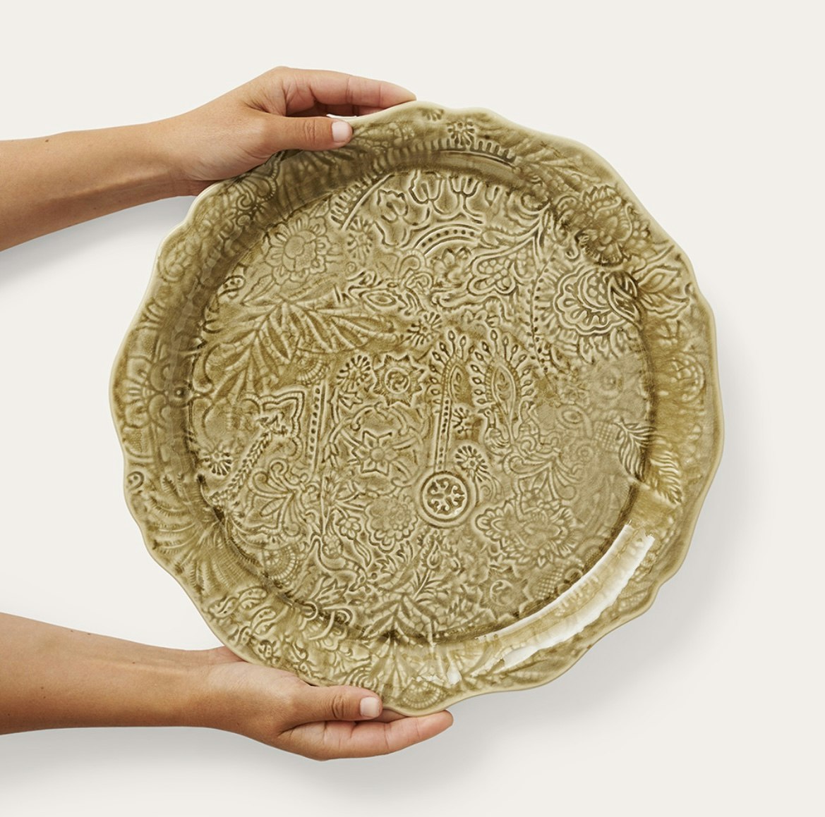 ROUND SERVING PLATE/PIZZA PLATE, SAND