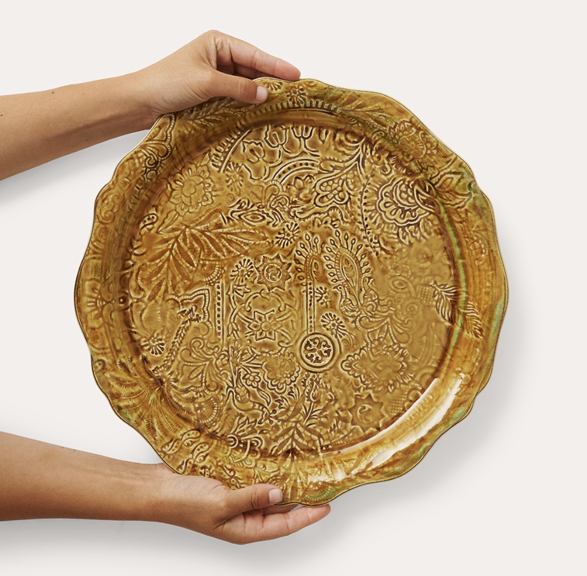 ROUND SERVING PLATE/PIZZA PLATE, PINEAPPLE