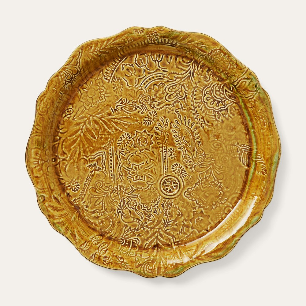 ROUND SERVING PLATE/PIZZA PLATE, PINEAPPLE