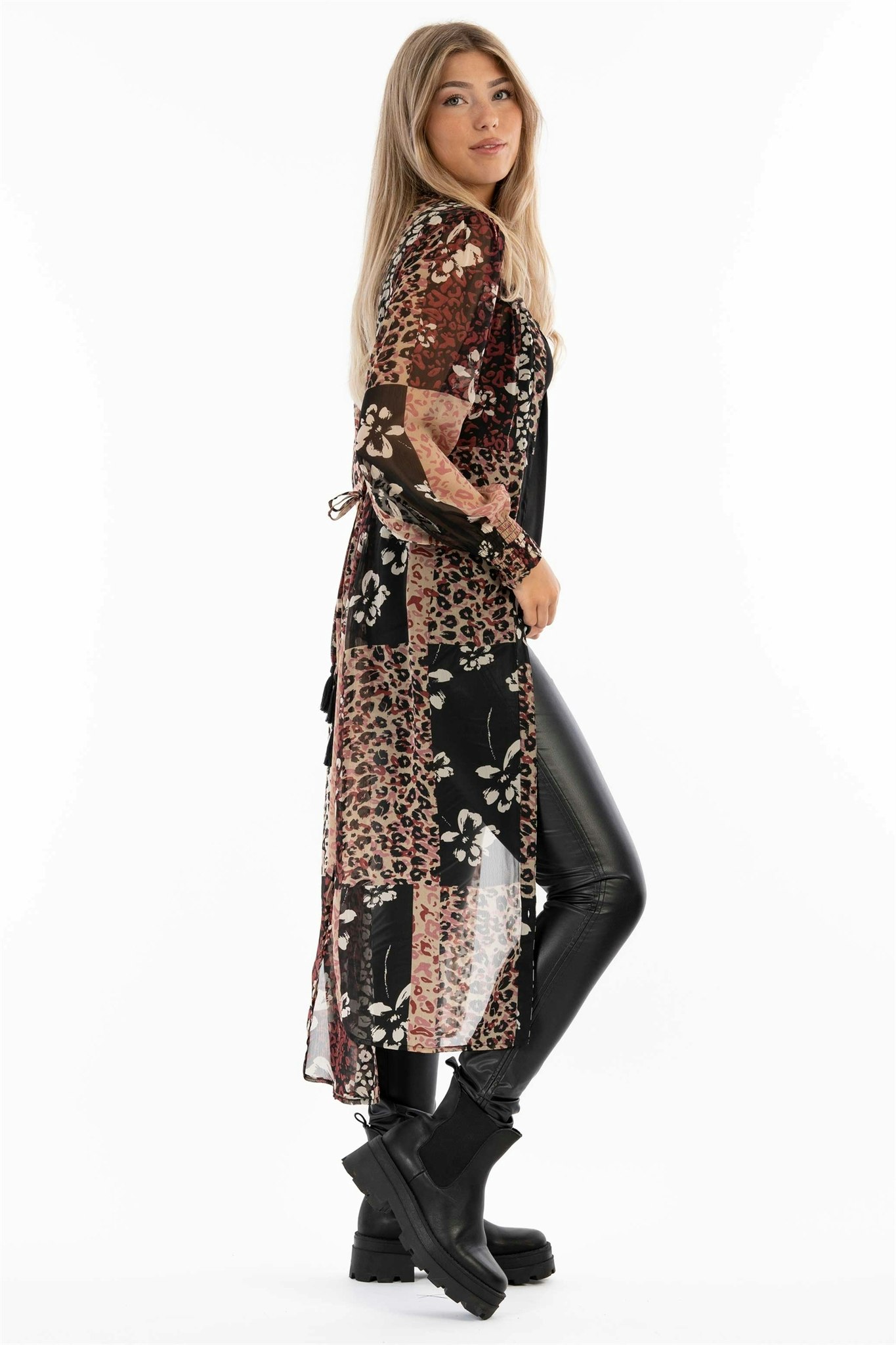 ASHLYN KAFTAN DRESS ROSE/BLACK/SAND