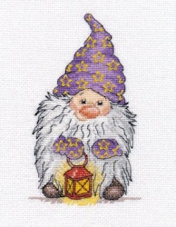 Broderikit Tavla Tomte med lykta brodera korsstygn
