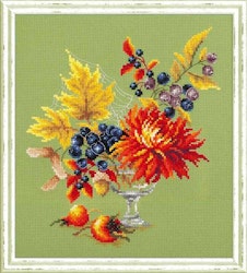 Broderikit Tavla Höst bukett  Autimn bouquet Blommor Bär