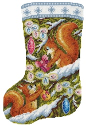 Broderikit Julstrumpa Ekorrar pyntar