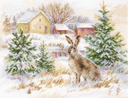Broderikit Tavla Vinterdag Fälthare