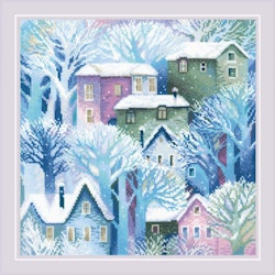Broderikit Tavla/Kudde Panel/Cushion Town - Stad under snön