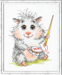 Broderikit Tavla Hamster som broderar