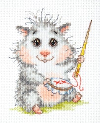 Broderikit Tavla Hamster som broderar