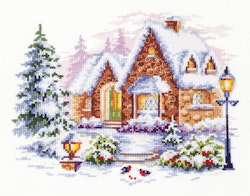 Broderikit Tavla Winter House Vinter stuga